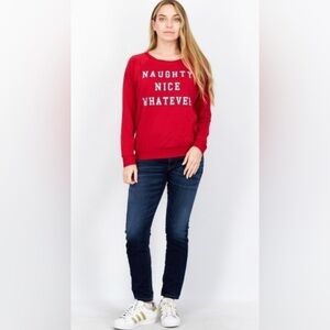 NWOT Prince Peter Collection Naughty Nice Whatever Christmas Crewneck In Red